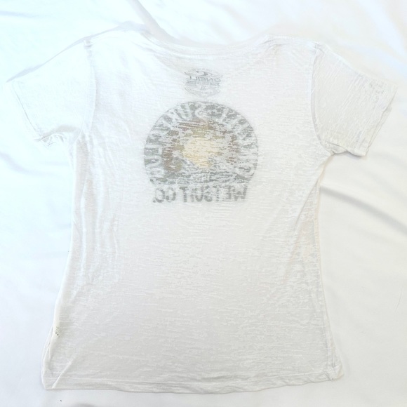Y2K O'Neill Sheer Graphic Logo Tee - White/Brown - XL - Picture 6 of 10